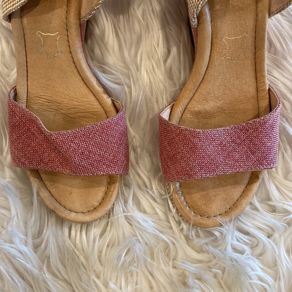 Flexi Sparkly Red Espadrilles Ankle Wrap Wedge Sandals Size 7 - Picture 4 of 12